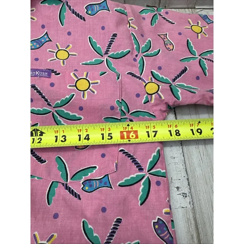 Rare 80’s Vintage Oshkosh B Gosh Pink Tropical Overalls Set Sz 12/14 Tapered Leg